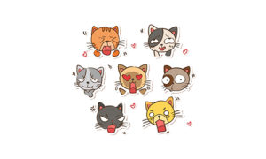 دانلود وکتور استیکرهای گربه کارتونی Cat Stickers
